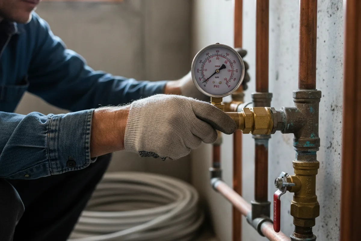Pressure testing a repaired line during Water Line Repair in Westland